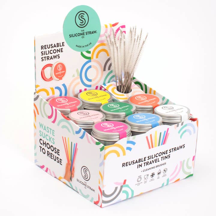 The Silicone Straw Company - Wholesale Drinking Straw - Silicone Straw in a Travel Tin - BEST SELLER0