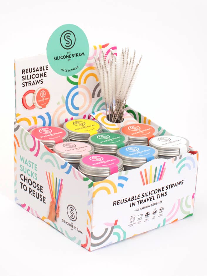 Silikonstrohhalm in einer Reisedose - BESTSELLER für den Großhandel von The Silicone Straw Company