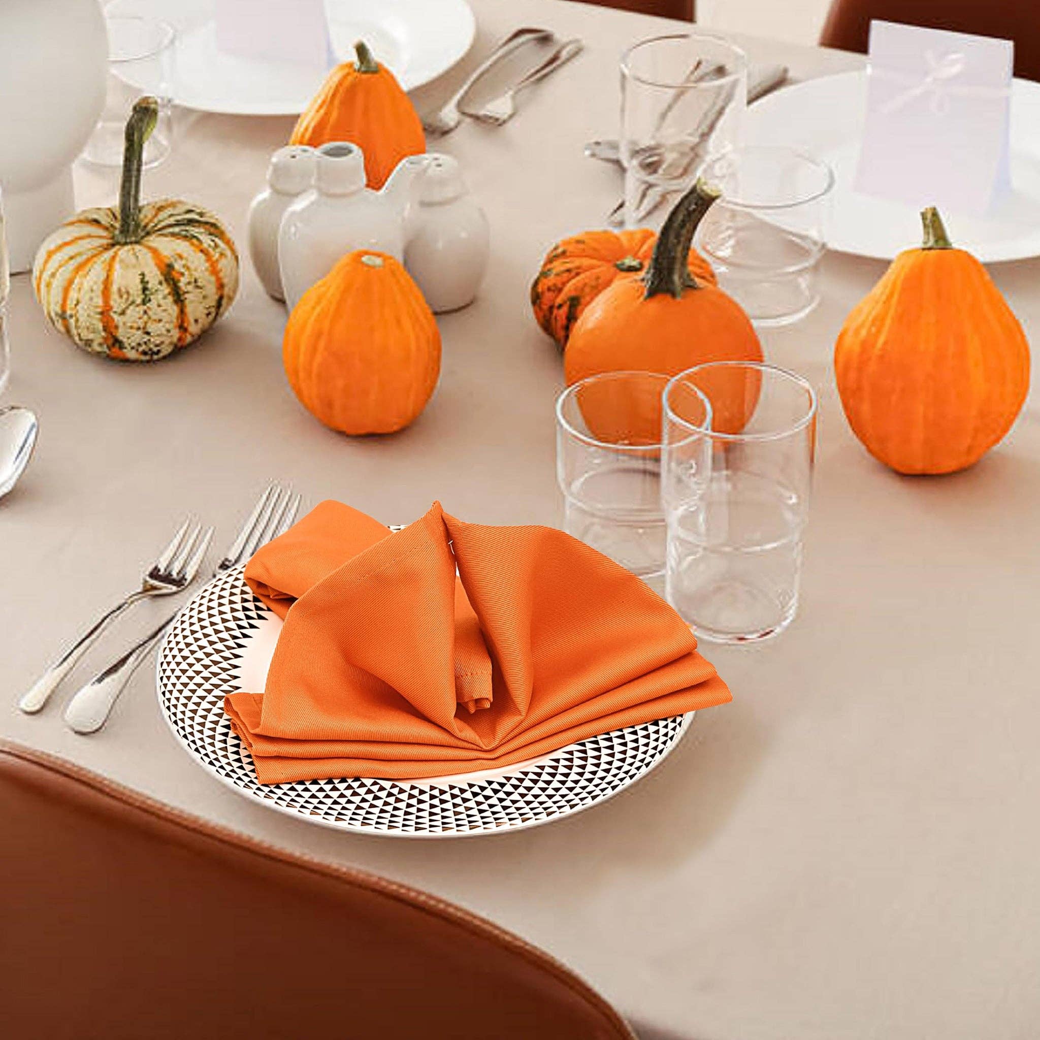 Orange 12-Pack Square Cloth Napkins Polycotton Twill, 18x18 inches for wholesale on Faire1