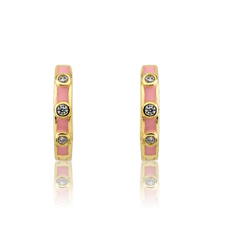 Triple Cz Enamel Huggy Earring for wholesale by Little Miss Twin Stars