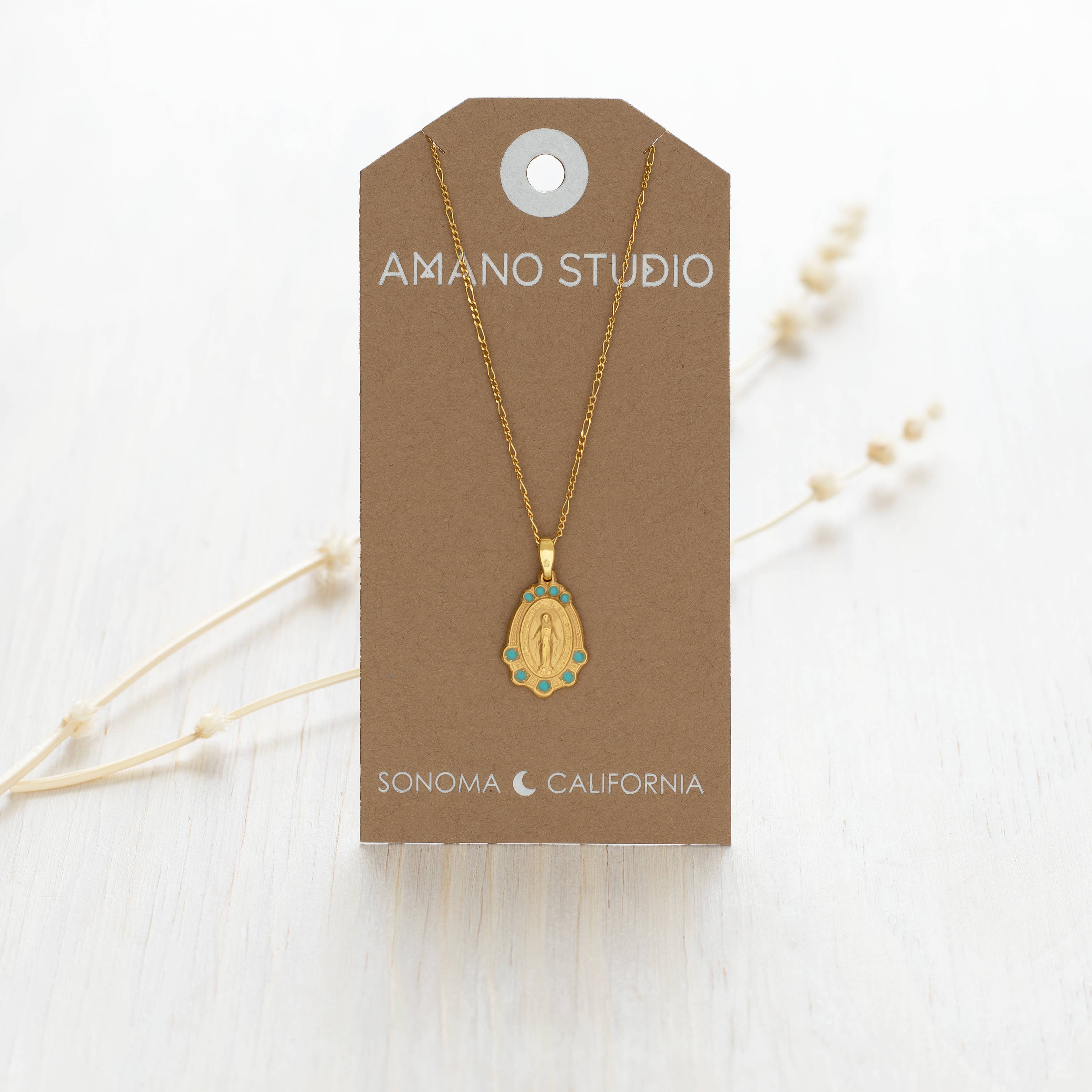 Amano Studio - Wholesale Pendant/Charm Necklace - Mary Medallion - Turquoise2