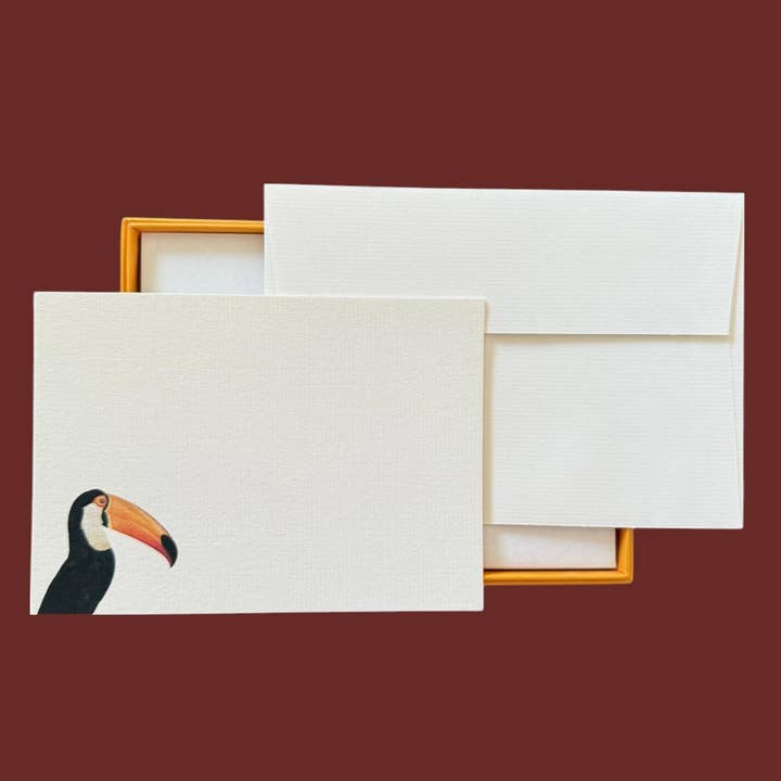 Toco Toucan Notecard Set with Laid Envelopes for wholesale by Mustard & Gray Ltd