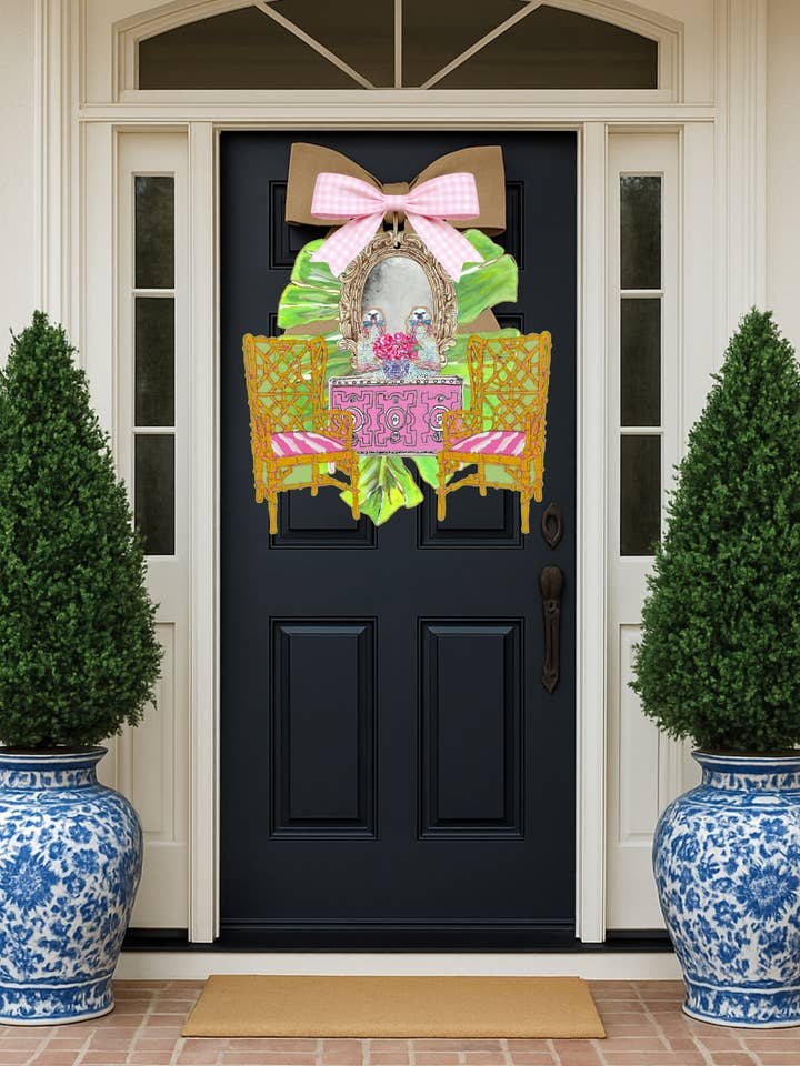 LARGE Designer Chic Chinois Chippendale Staffies Door Hanger for wholesale by Mid Mod Design LLC