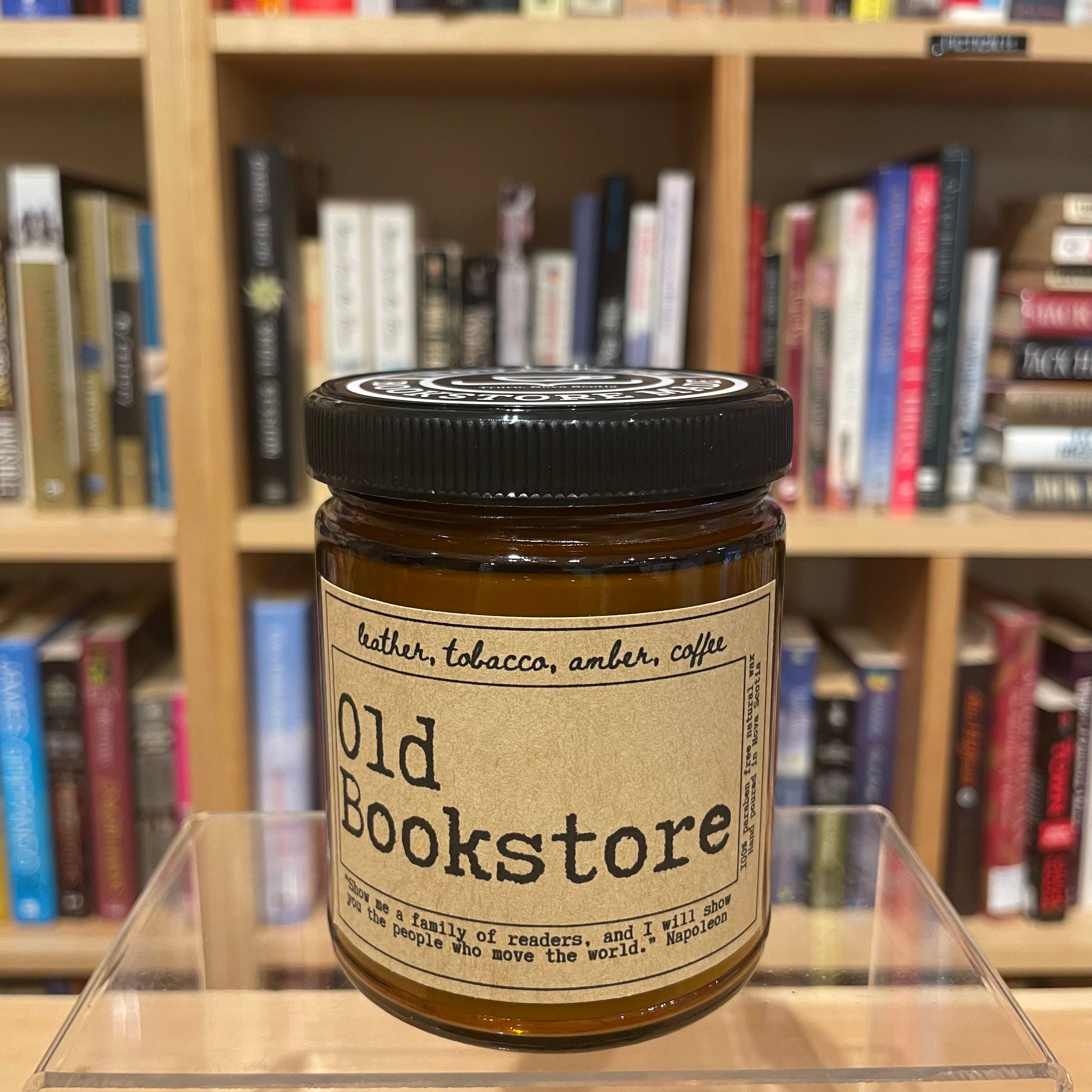 NovelTea Bookstore & Gifts - Wholesale Jar/Filled Candle - Old Bookstore - Leather & Coffee Scented Candle6