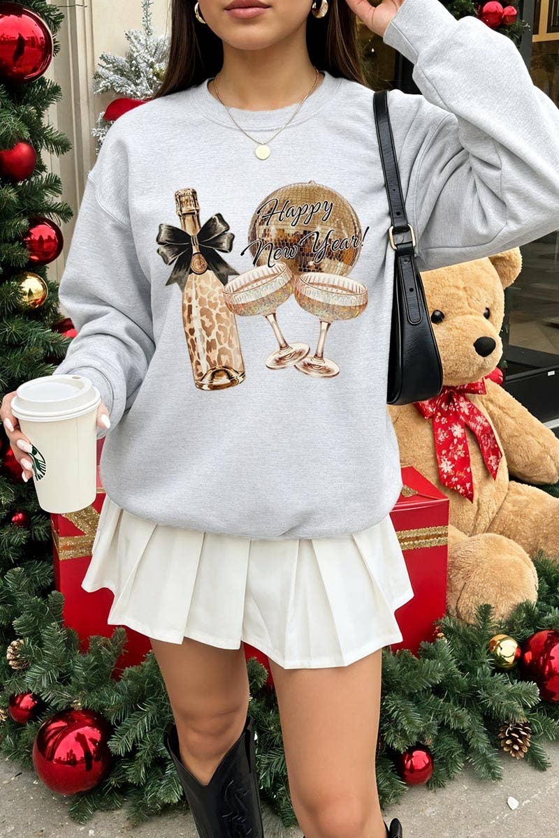 Pink Irene Wholesale - Wholesale Shirt - Women's - Cheers Champagne Graphic Sweatshirt3