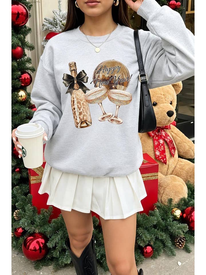 Pink Irene Wholesale - Wholesale Shirt - Women's - Cheers Champagne Graphic Sweatshirt3