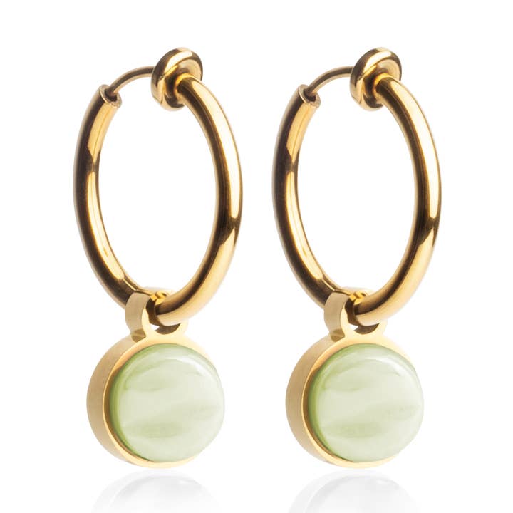 Orecchini Mix & Match con pendente • oro/verde maggio • 18 mm per la vendita all'ingrosso da parte di ALEXASCHA