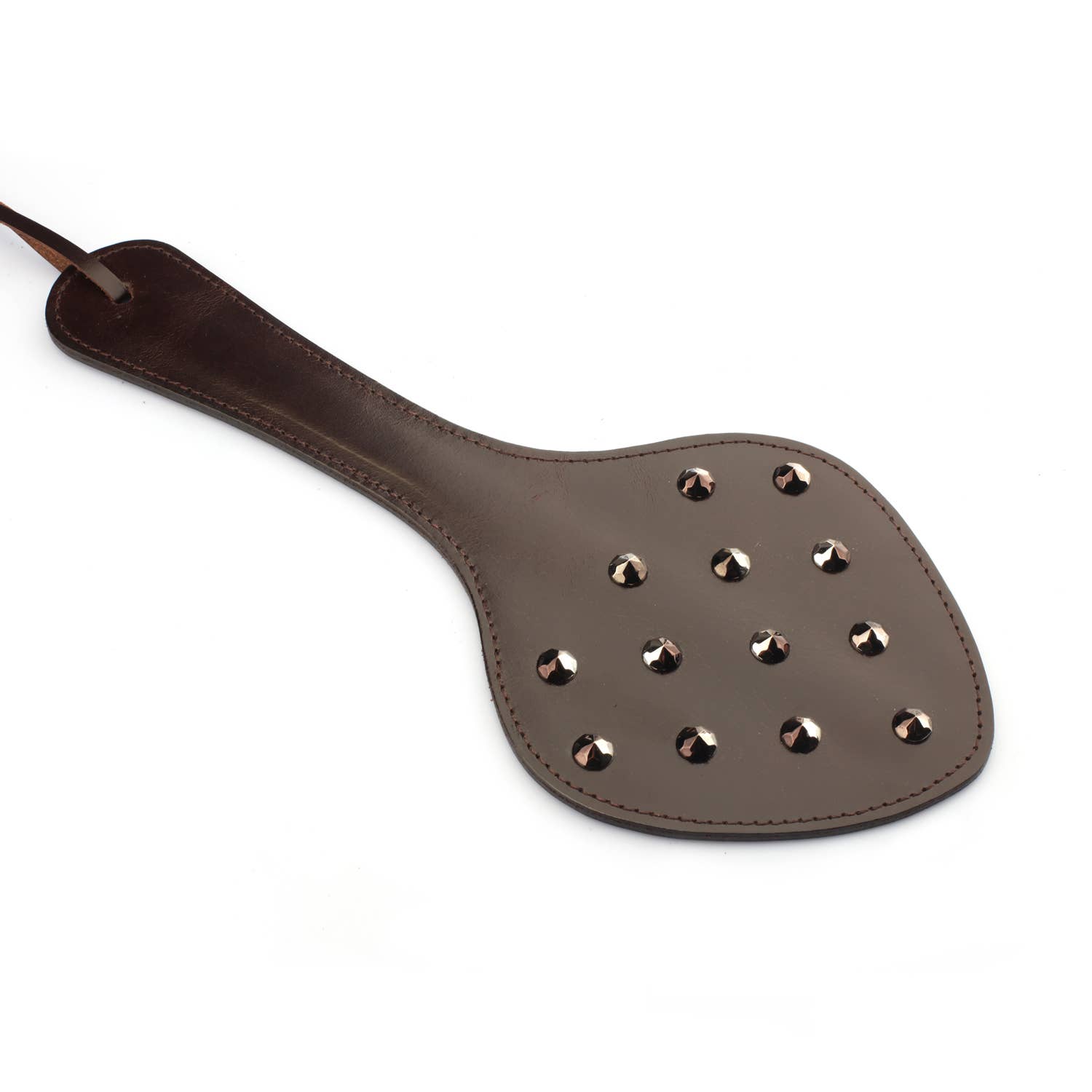 Liebe Seele - Venta al por mayor Juguetes eróticos - Paleta de cuero marrón de lujo con remaches marrones2