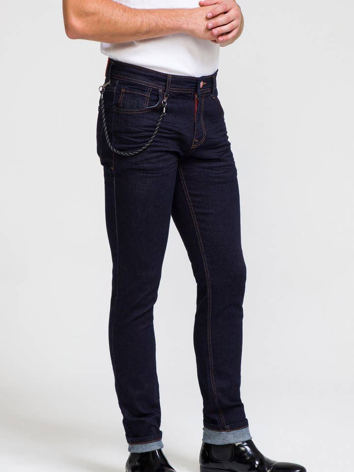 Indigo-Denim mit Kette - Dunkelblau für den Großhandel von Ron Tomson