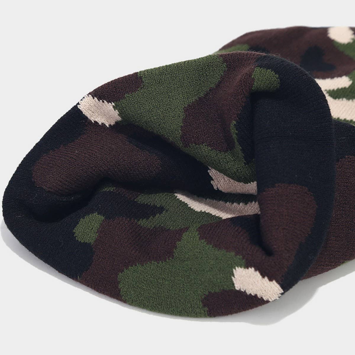 ACCITY - Wholesale Beanie - Unisex - CAMOUFLAGE JACQUARD ROLLED BRIM BEANIE KNITTED HAT_CWAH20785