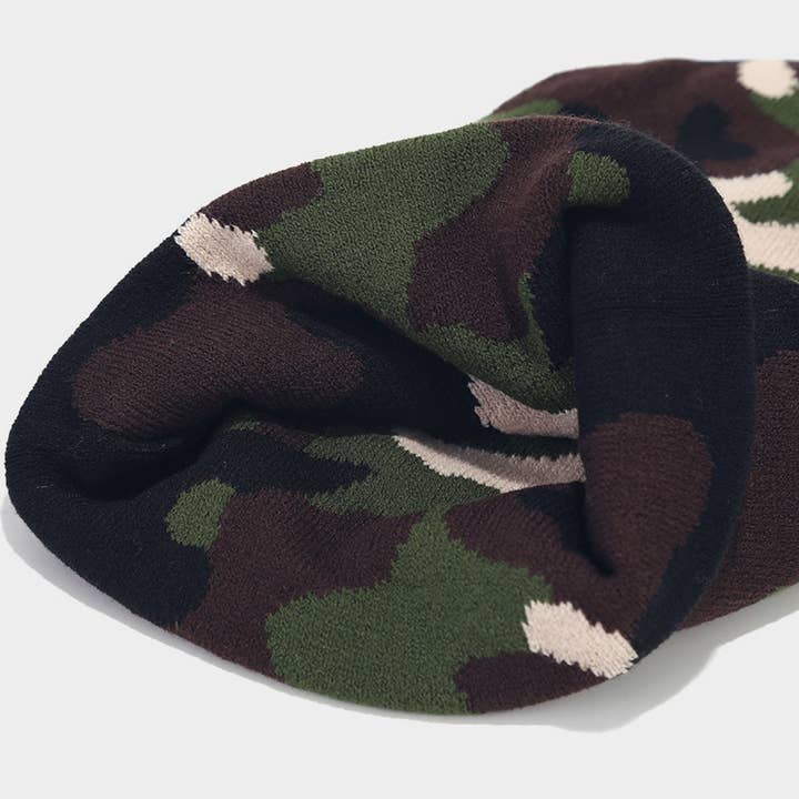 ACCITY - Wholesale Beanie - Unisex - CAMOUFLAGE JACQUARD ROLLED BRIM BEANIE KNITTED HAT_CWAH20785