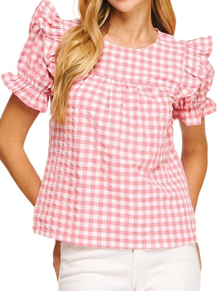 Short Sleeve Gingham Top and other Purchase Wholesale blue gingham top. Free Returns & Net 60 Terms on Faire trending on Faire.