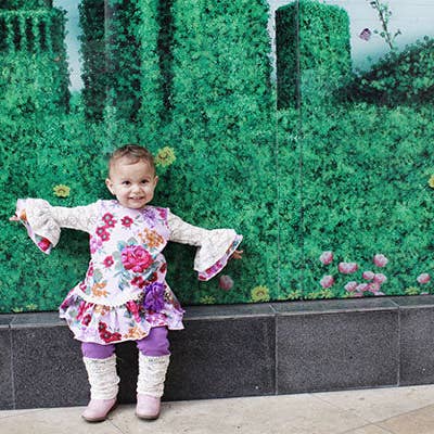 Purple Floral with Lace Sleeve & Laced Legging for wholesale by Hello Bebes!