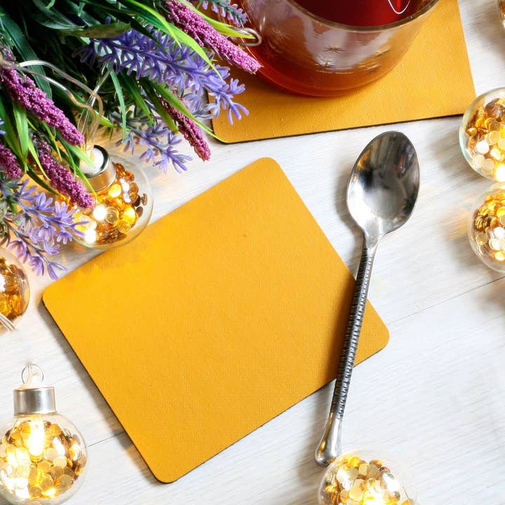 Conjunto de 6 Bases para Copos Elementares em Pela Mostarda por atacado de The Dapper House