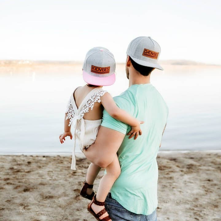 KIDVIBES KIDS SnapBack (Heather Grey/Pink bill) for wholesale by Dadbod Apparel