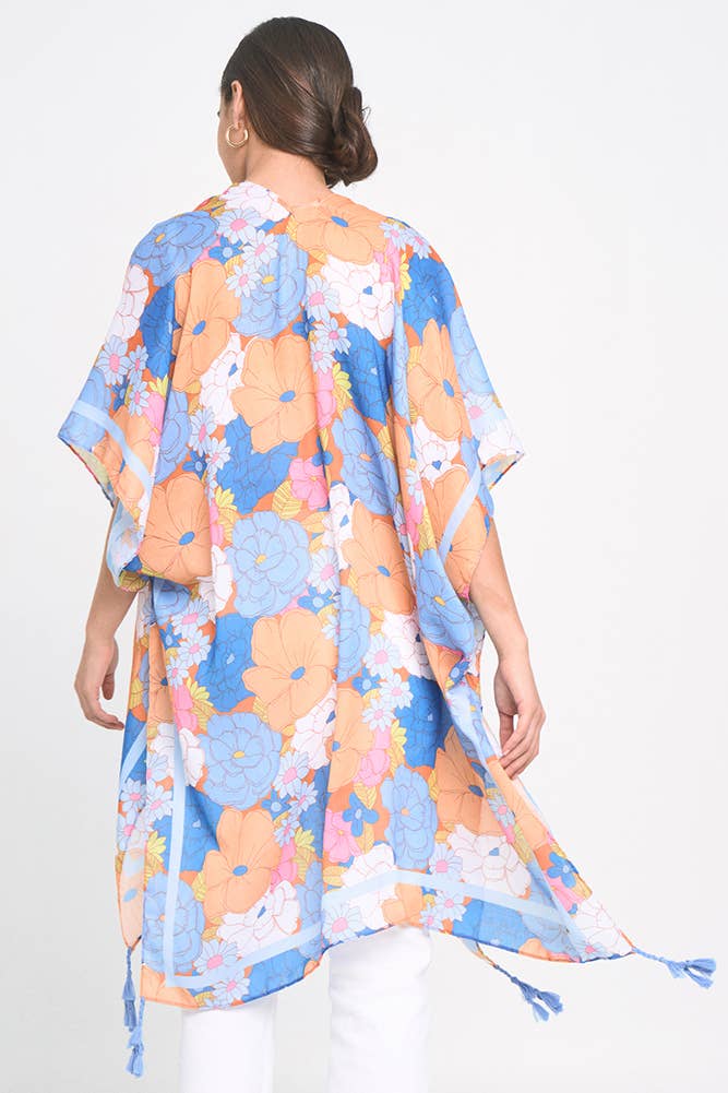 Hana - Wholesale Swim Cover Up - Women's - Floral Print Tassel Summer Kimono Cover Up11