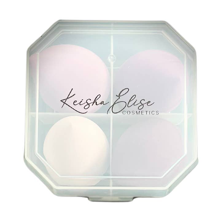 4-Piece Makeup Sponge Set with Travel Case for wholesale by Keisha Elise Cosmetics