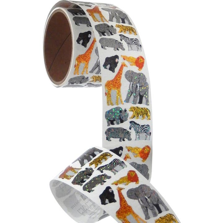 Safari Animals Stickers - Prismatic Bulk Roll for wholesale by Jillson & Roberts
