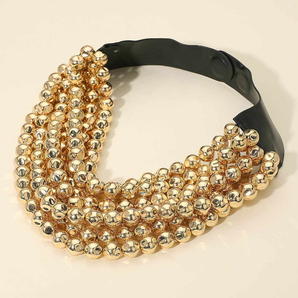 Sensibling Corp. – Colar com missangas/pérolas por atacado – Colar Magnético de Camadas com Contas Acrílicas Grossas e Pele Sintética54