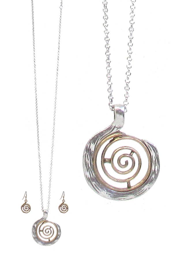 Jewelry Max - Wholesale Jewelry Set - ( D091 ) METAL SWIRL PENDANT NECKLACE SET