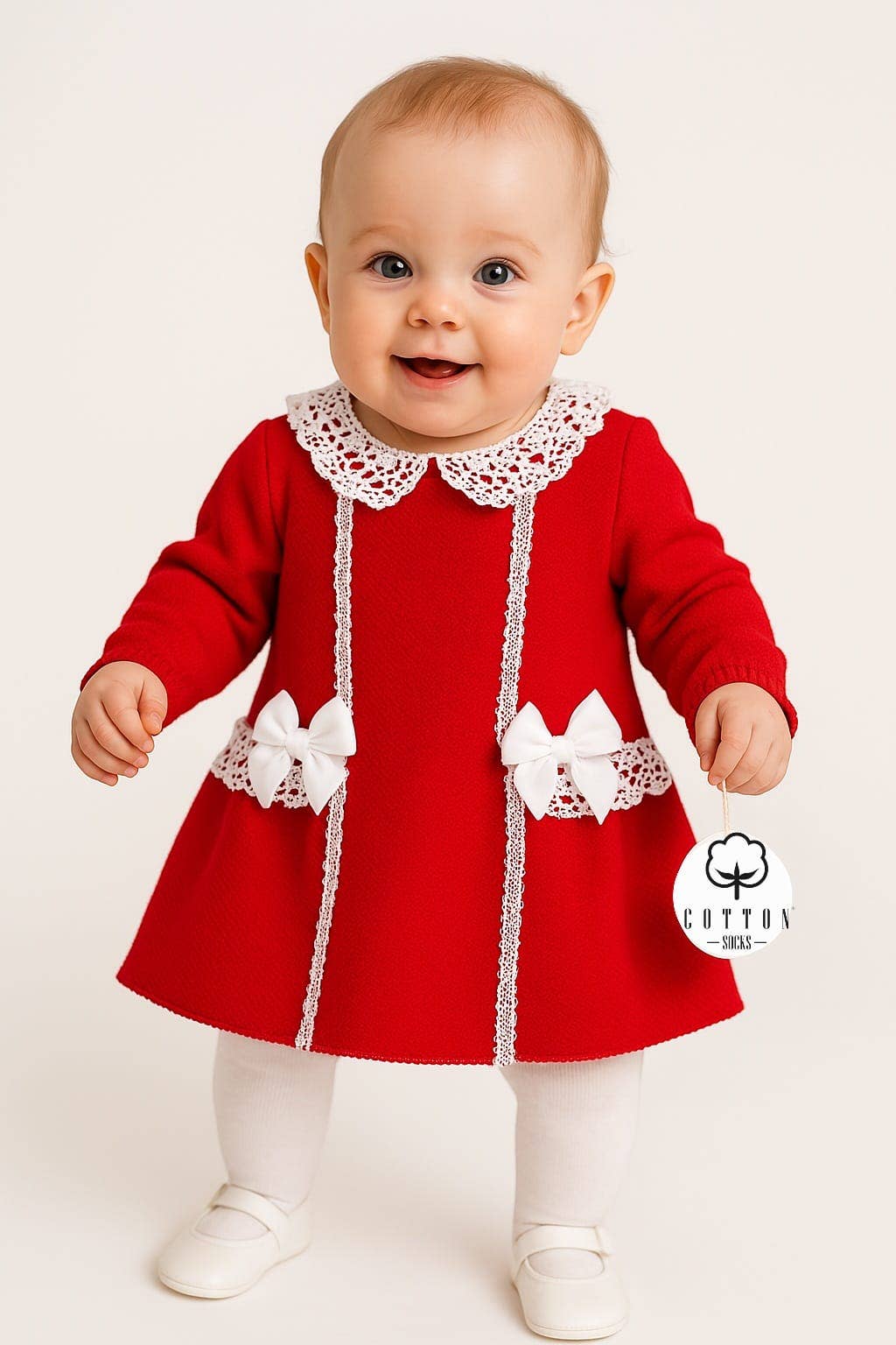 Cotton Socks - Vente Robe – bébé - Robe piquée avec dentelle 100 % coton3