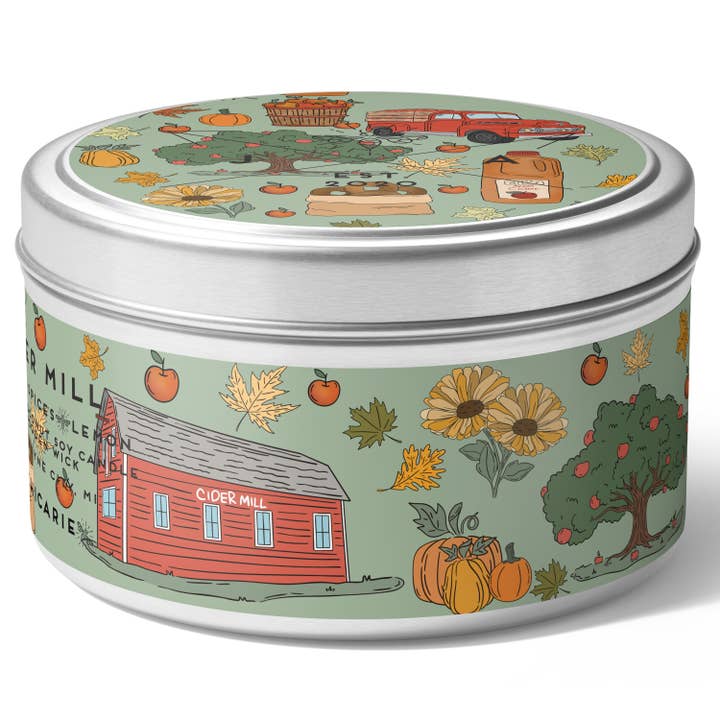 June Apothicarie - Wholesale Travel Candles - The Cider Mill Wooden Wick 11 oz Tin Candle3
