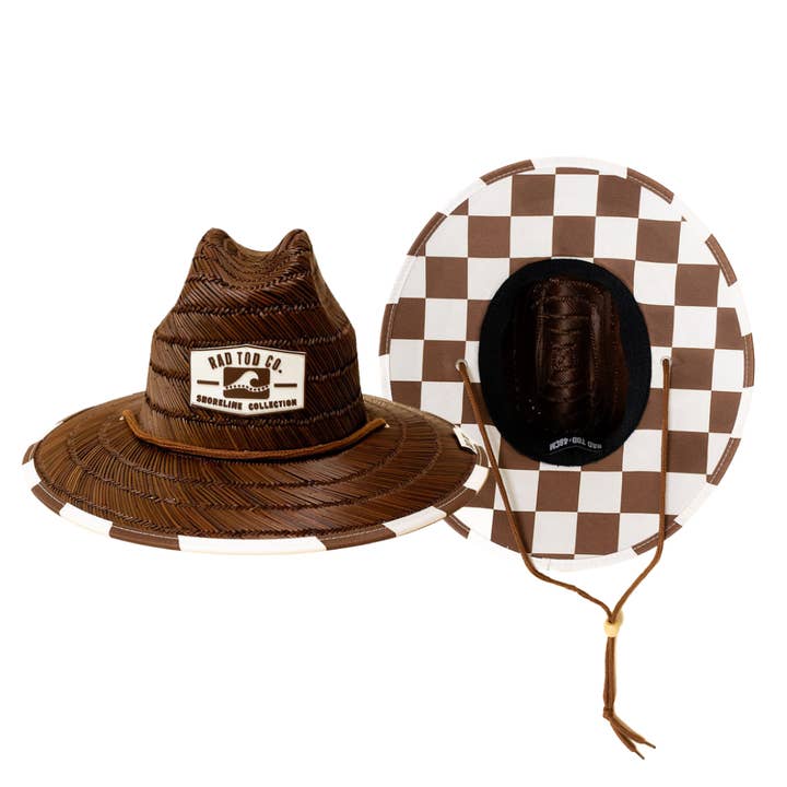 TODDLER STRAW HAT - CACAO CHECKS for wholesale by Rad Toddler Co.