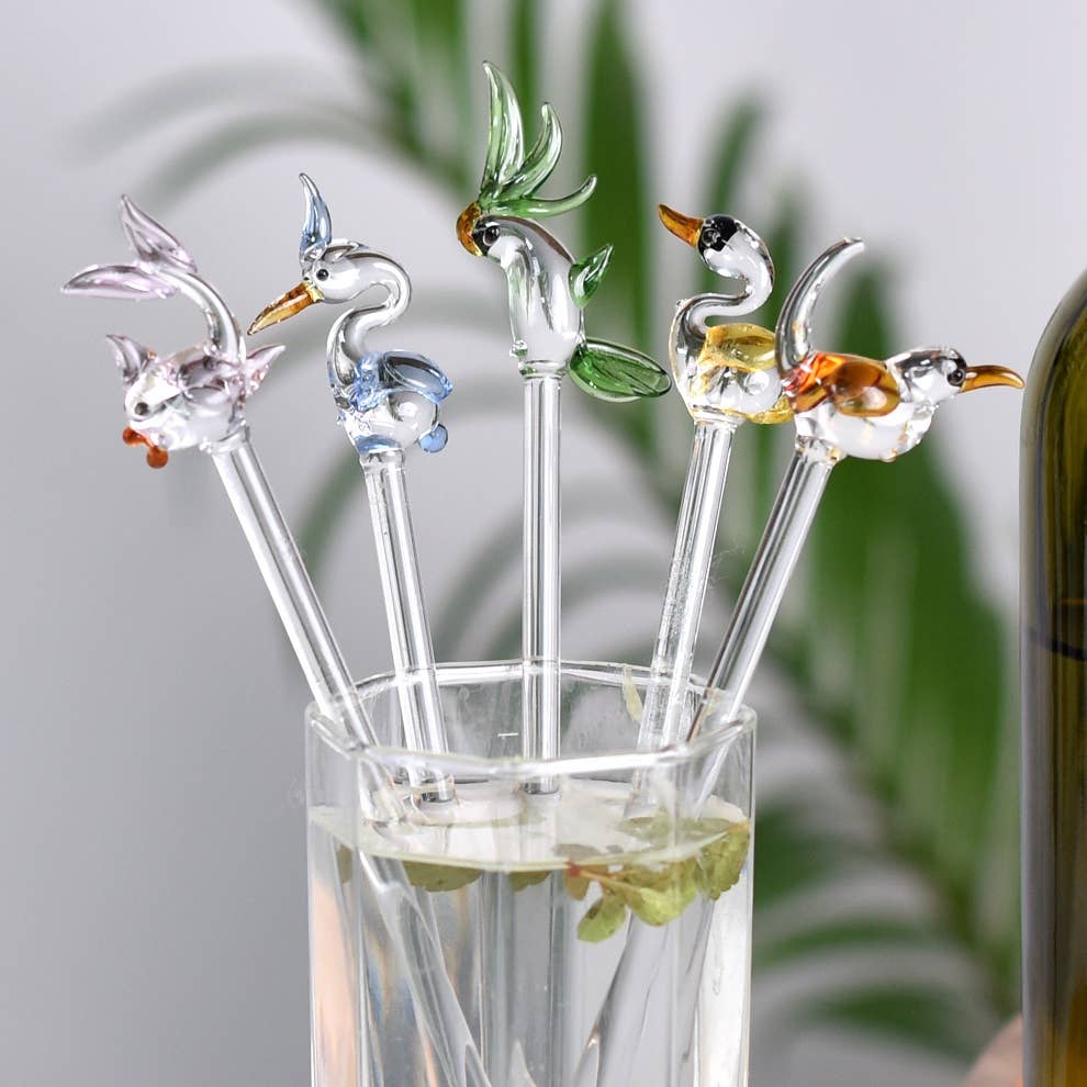 Multicolor 6 Pieces Glass Drink Coffee Stirrers Swizzle Sticks Reusable for wholesale on Faire0