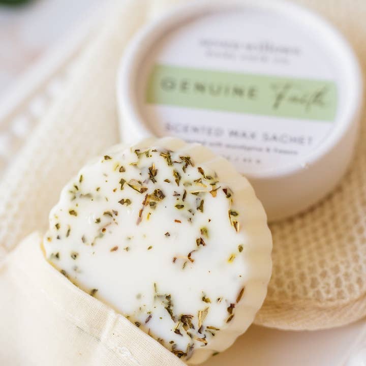 Soy Wax Sachet with Botanicals / Genuine Faith for wholesale by seven willows body care co.