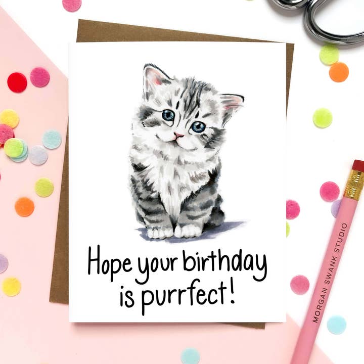 Morgan Swank Studio - Vente Cartes d'anniversaire - Carte d'anniversaire Purrfect Kitten1