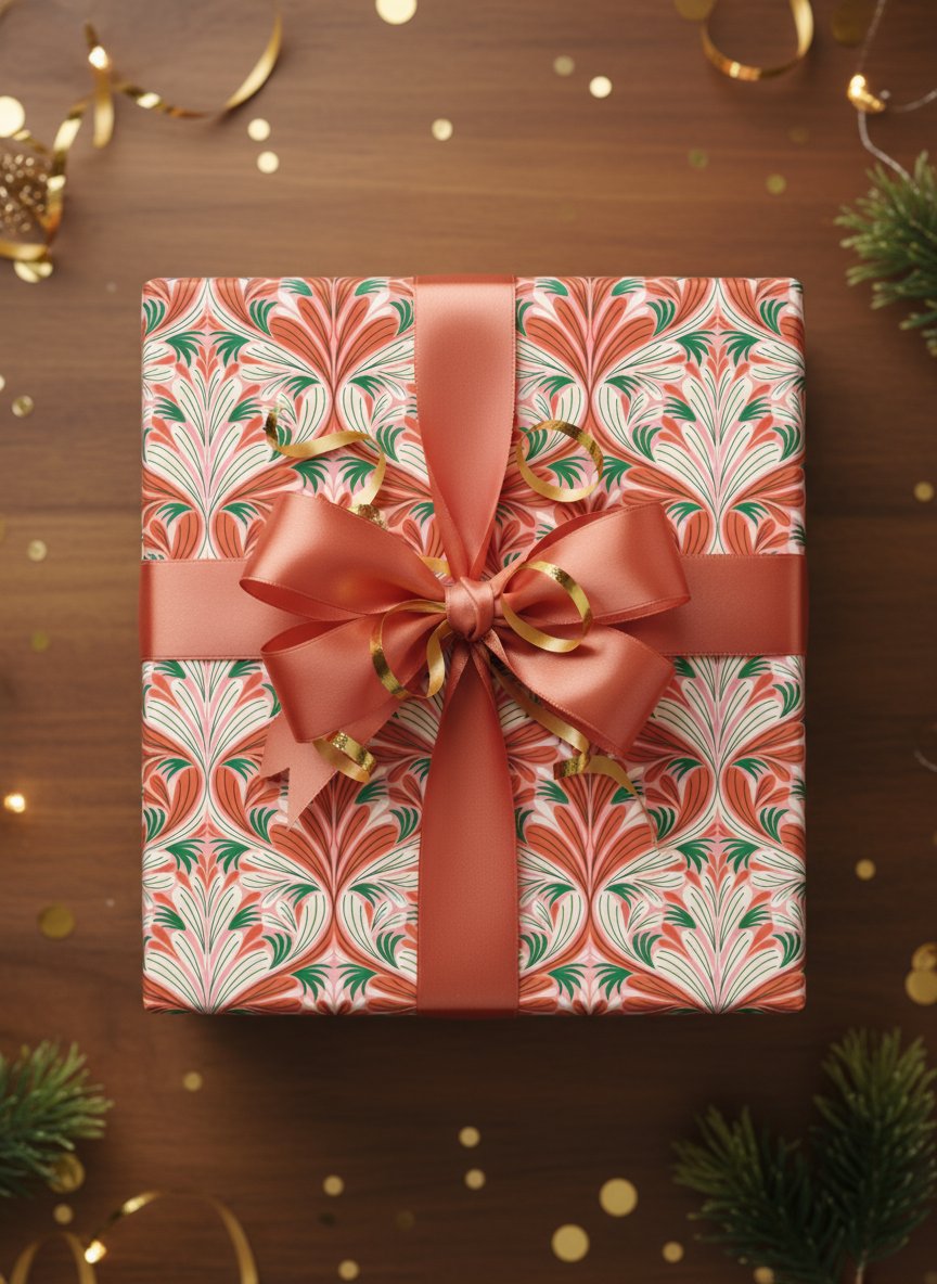 Rebecca Jane Woolbright - Vente Rouleau de papier cadeau - Papier cadeau joli en rose – Emballage cadeau moderne (2 feuilles)2