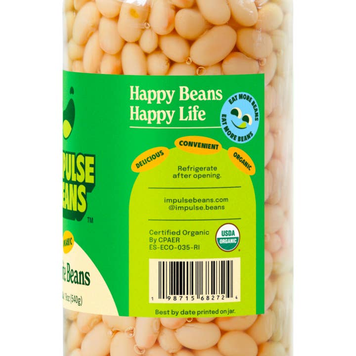 Impulse Beans - Wholesale Beans - Impulse Beans - Jarred Organic White Beans 19oz1
