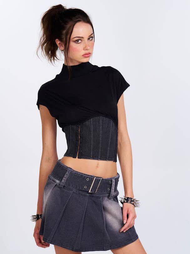 Corsetto in denim Blackout per la vendita all'ingrosso da parte di Pretty Damage