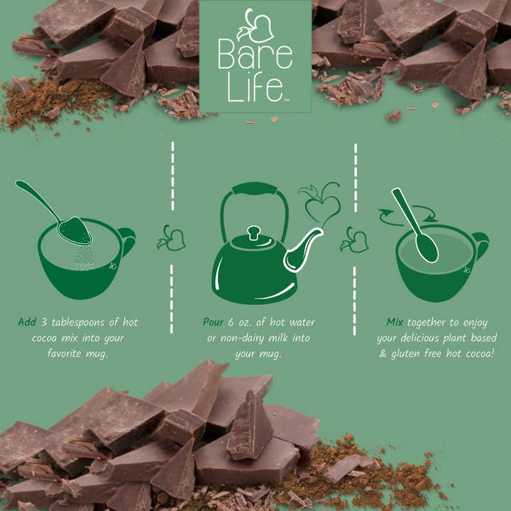 Bare Life - Wholesale Hot Cocoa Mix/Kit - Dairy Free & Vegan Peppermint Hot Cocoa Mix - 9.52 Oz. Bag