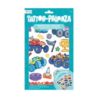 OOLY – Großhandel Temporäres Tattoo – Kinder – Tattoo-Palooza Temporäre Tattoos - Monster Truck - 3 Blatt