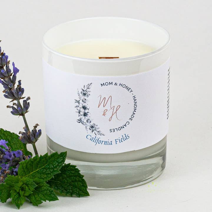 California Fields, cire de noix de coco vierge, faite à la main, parfum d'eucalyptus menthe poivrée et de menthe verte, huile essentielle et parfumée, 10 oz pour la vente par Mom and Honey Handmade Co