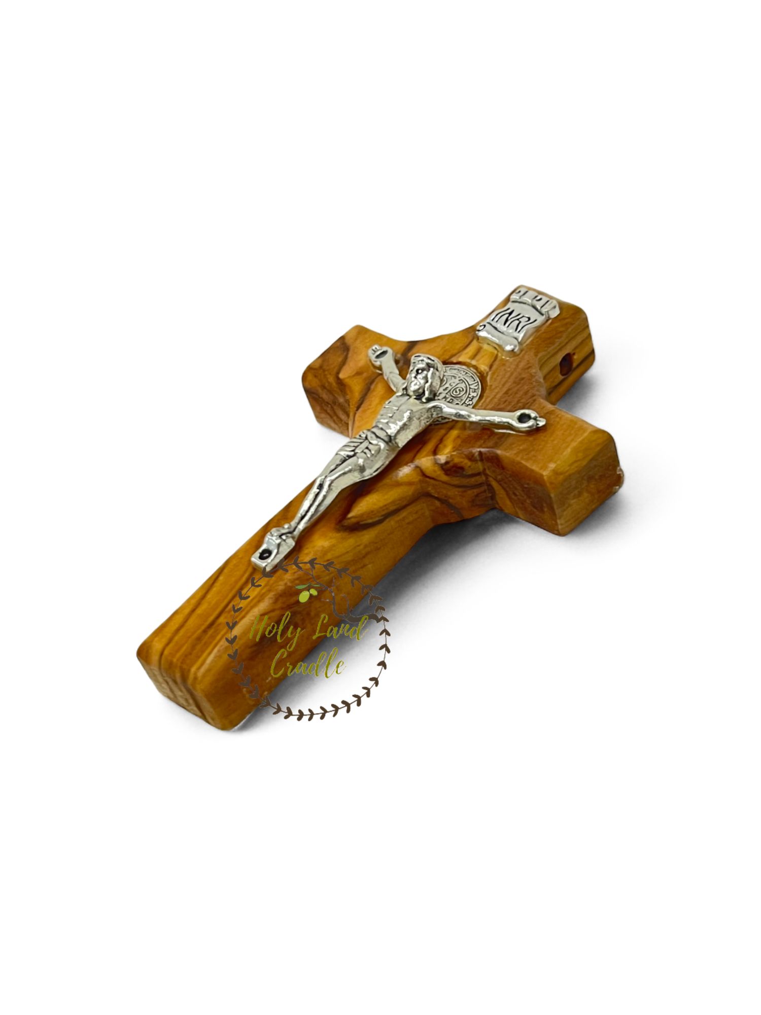 Holy Land Cradle - Wholesale Wall Cross - St. Benedict Olive Wood Cross8