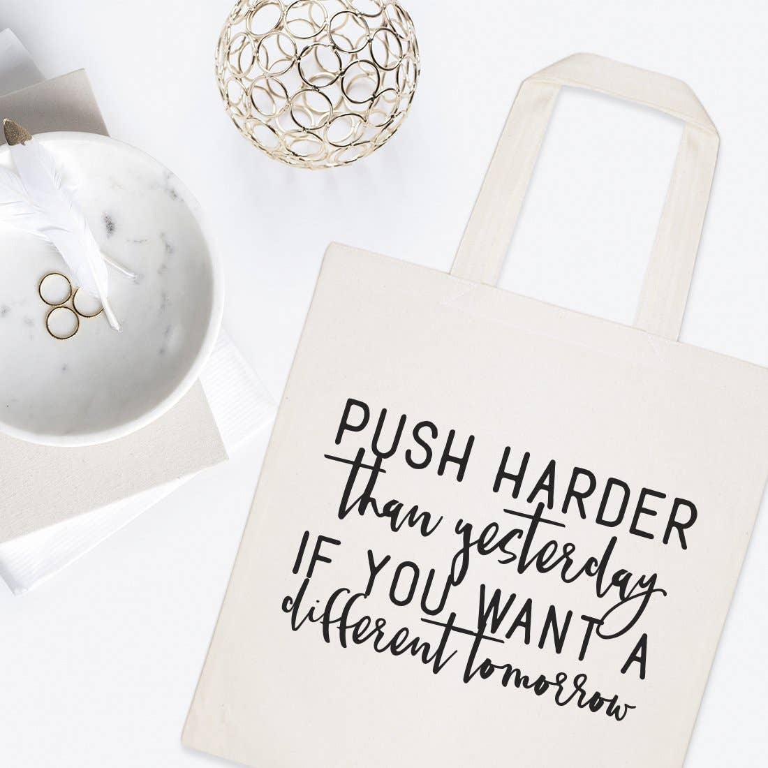 The Cotton & Canvas Co. - Wholesale Tote Bag - Women's - Push Harder Than Yesterday Tote and Handbag1