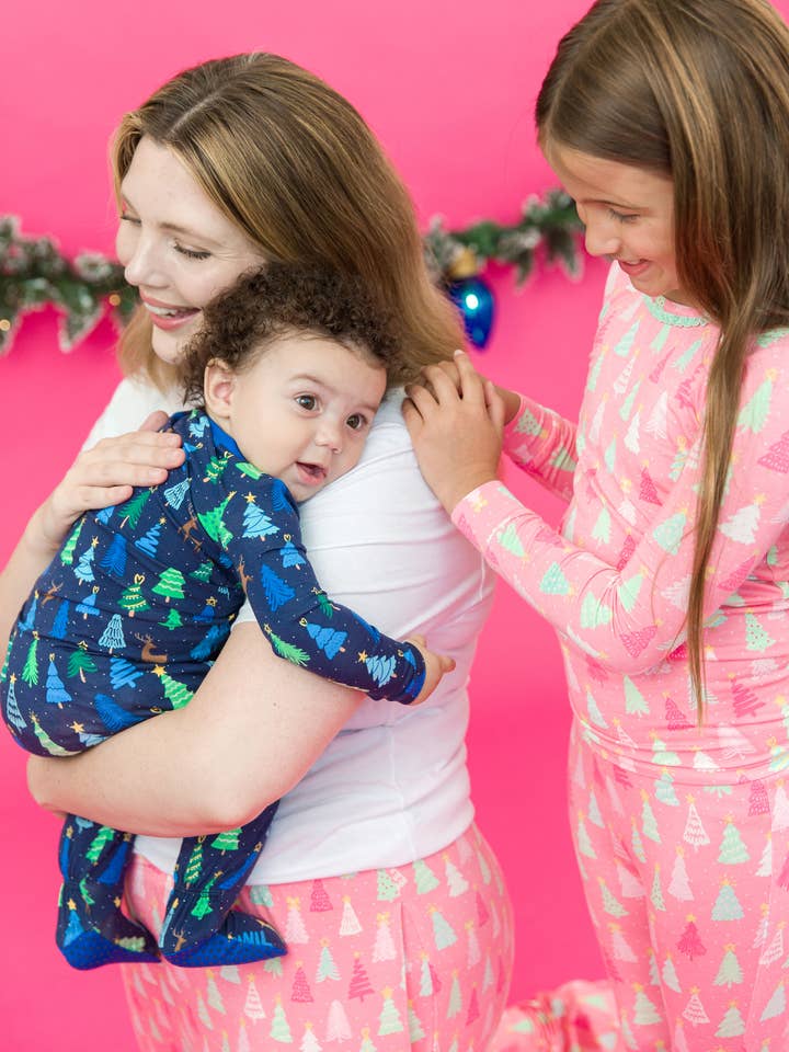 Adult Merry Pink Pines Bamboo Viscose Pajama Pants for wholesale on Faire