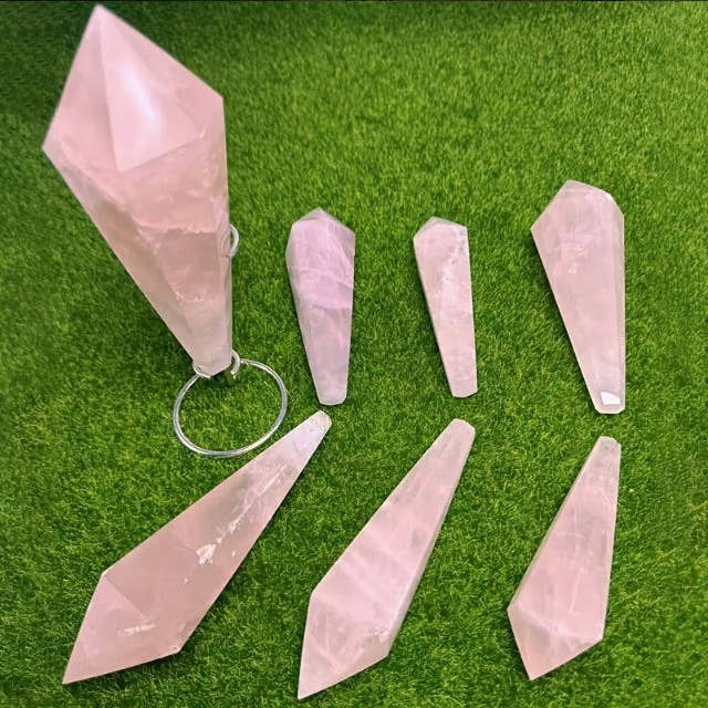 Crystal Deal· Wholesale Crystals & Gifts - Wholesale Spiritual Stone/Crystal - Natural Rose Quartz Scepter with Stand – 3 Sizes (3.9"–6.3")4