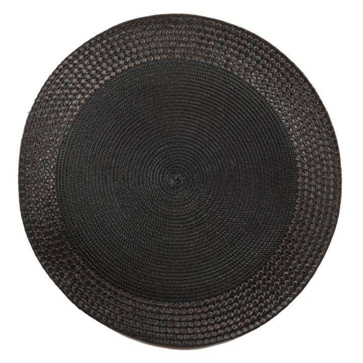Vinyl Round Placemat With Border Black for wholesale by IH Casa Decor