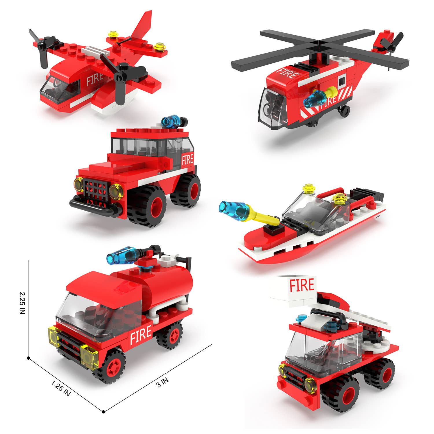 Fun Little Toys - Wholesale Building Set - Kids - 222Pcs Fire Rescue Vehicles Building Blocks Set1