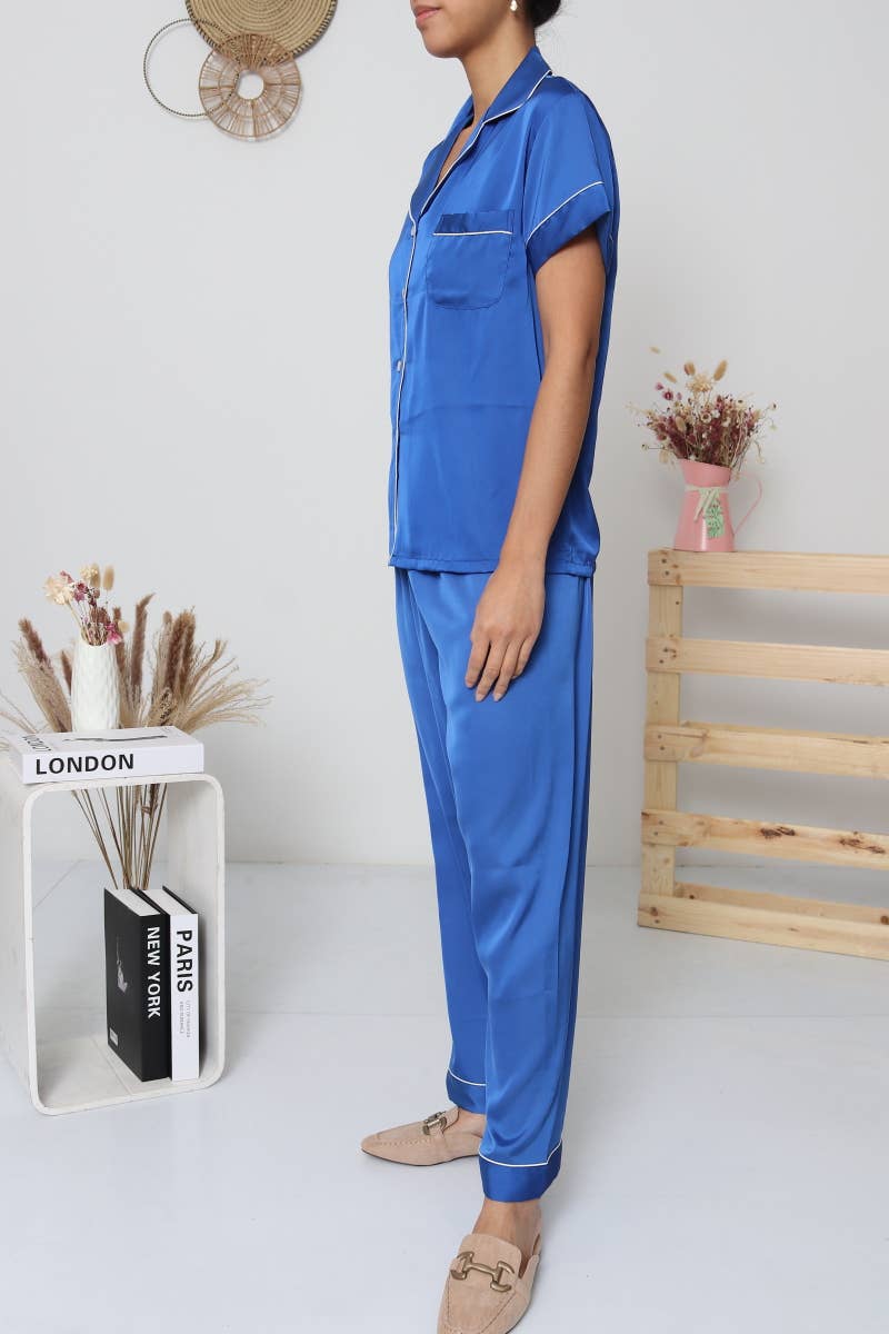 Belle Com'Elle – wholesale Sleepwear set – Women's – Solid Satin Pajama Set / N465115