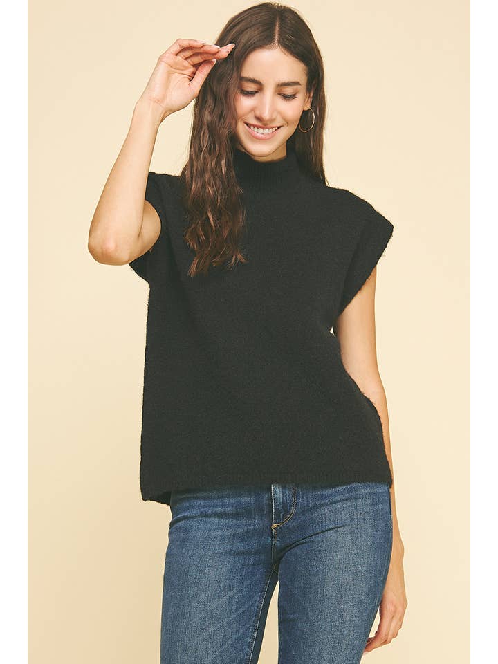 PINCH - Wholesale Knit Sweater - Women's - TURTLE NECK CAP SLEEVE SWEATER - 6334W7