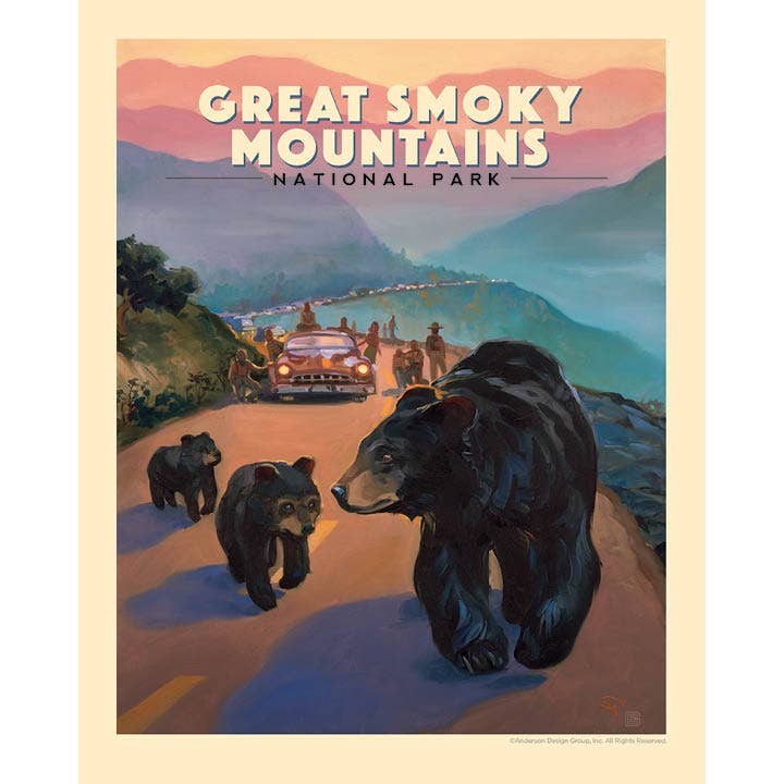 Great Smoky Bear Jam 8" x 10" Tryck för wholesale av Tourist Courts