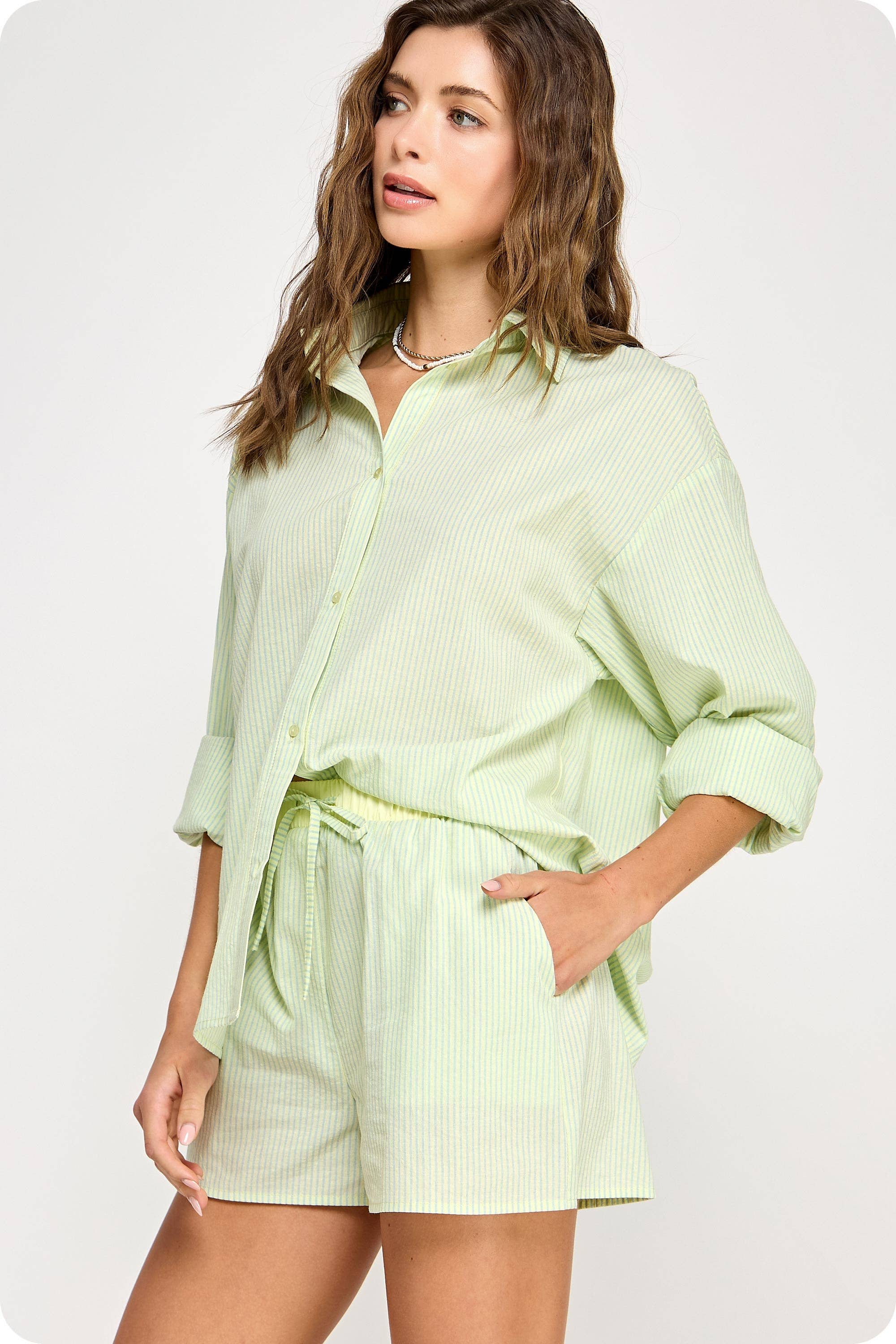 Strut & Bolt – Engroshandel Shorts – Kvinder – Stribede bomuldspoplinshorts13