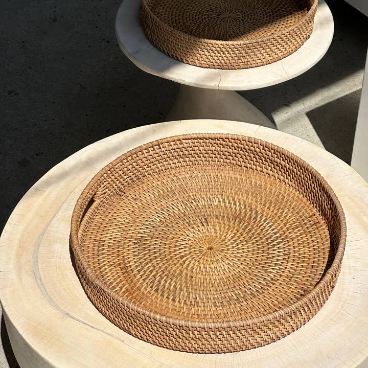 Office Objets - Wholesale Basket - Set of three handcrafted Indonesian wicker baskets in natural rattan (caramel)64
