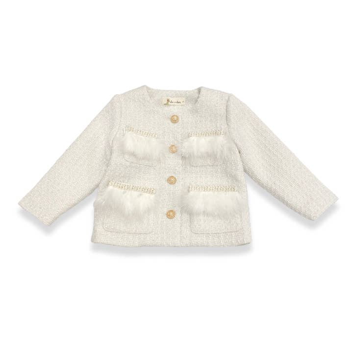 Chaqueta de Tweed con Ribete de Plumas 17100 (2 Colores) para venta al por mayor de Doe a Dear