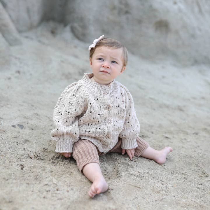 Rivi & Kin - Wholesale Cardigan - Baby - Eyelet Cardigan - Sandstone Cove