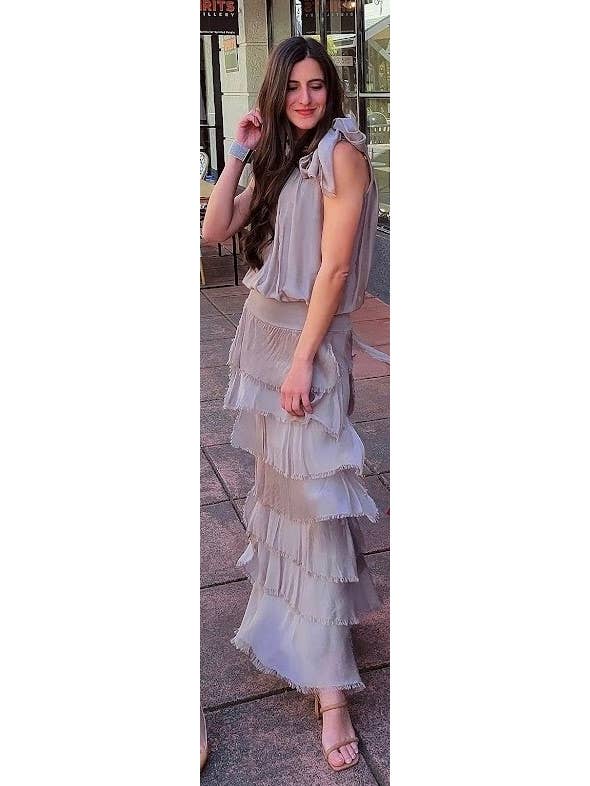 Dance in Paris - Wholesale Skirt - Women's - Silk Tiered Solid Skirt
